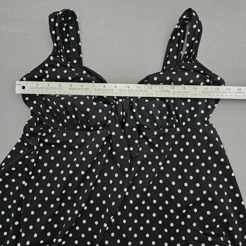 Great Lengths Black White‎ Polka Dot Swimdress Size 22W Tie Front Bathing Suit